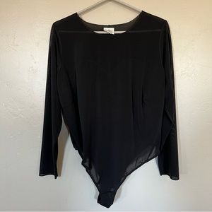 Yitty black mesh thong bodysuit, 3X